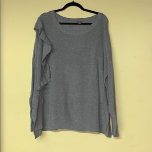 Grey sweater with ruffle detail